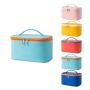 Gelory Custom Private Label Waterproof Large Cosmetic Case Organizer Pu Leather Zipper Cosmetic Organizer Box