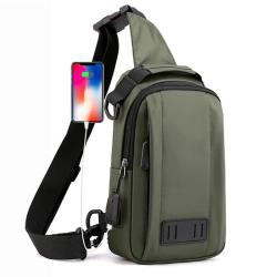 HR770 Hot Sale Men's Chest Bag USB Charge Port Outdoor Mountaineering Nylon Shoulder Crossbody Bag Outside Sport Waterproof Bag