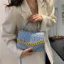 Chain Handbag Women's 2024 Fashion Retro Embossed Lingge Small Square Bag Women's One Shoulder Messenger Bag