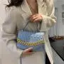 Chain Handbag Women's 2024 Fashion Retro Embossed Lingge Small Square Bag Women's One Shoulder Messenger Bag