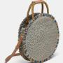 Wholesale 2024 Fashion leather fringe straw woven round bag Beach Bags Women's handbag shoulder Bag