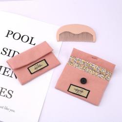 Custom Logo Printed Small Canvas Envelope Pouch For Comb Cosmetic Makeup High Quality Cotton Gift Jewelry Envelope Bag