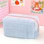 Travel Storage Bag Portable Large Capacity Bag short fiber Pure Color Makeup Bag Fashion Cute Zipper Pillow Pencil Case