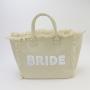 Keymay Stock Personalized Pearl Letter Patches Bridesmaid Gift Honeymoon Tote Travel Bag High Quality Tote Bag Canvas Handbag