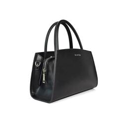 Custom Brand Bags Oem Logo Shiny Leather Womens Handbags Black Polyester Fabric High Quality Classic Office Handbags For Women