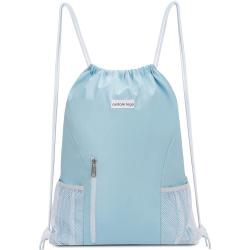 Custom Reusable Drawstring Backpack Sports Gym With Mesh Pockets Water Resistant String Bag For Women Men Children