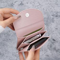 New korean style short small wallet women portable compact solid color simple girls wallets new pu leather coin purse card bag
