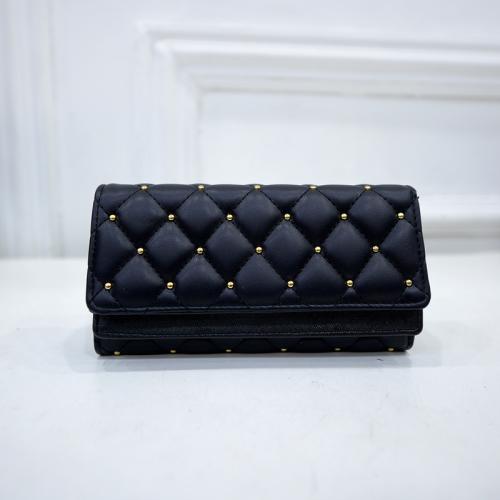 Fashion Riveted Diamond  Long Three Fold Wallet Change Card Purse Luxury Evening Bags For Girls