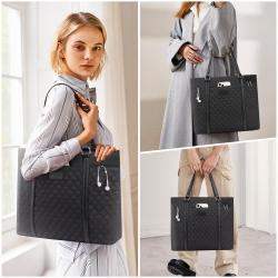 JFFD Ladies Canvas Lightweight Casual School Bag Teacher Bag 15.6 Inch Handbag Purse Laptop Shoulder Work Tote Bag for Women