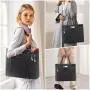JFFD Ladies Canvas Lightweight Casual School Bag Teacher Bag 15.6 Inch Handbag Purse Laptop Shoulder Work Tote Bag for Women