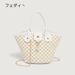 2024 New Ladies Printed Handbag Fashionable Tote Cross Border Bag with Single Strap and Chain Decoration Portable for Women