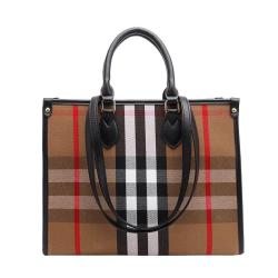 2024 Custom Stripe Canvas Tote Bags For Women Ladies Bag Handbag Set With Pouch