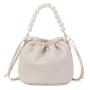 2024 Pearl Handheld Cloud Bag Versatile Lady's Crossbody Fresh Water Bucket Bag Fashionable Women's Shoulder Bag Handmade