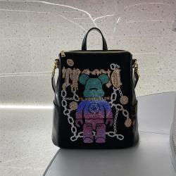 Multi-functional Nubuck Leather Material  Backpack Shoulder Handbag With Hotfix Rhinestone Backpack With Zipper