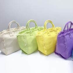 Keymay Popular USA Warehouse Free Shipping Low MOQ Mixed 6 Colors Women Handbags Tote Fringe Beach Bag Canvas Tote Bag Plain