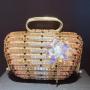 High quality handmade contrasting colors floral decoration rhinestone clutch bag crystal golden evening bags