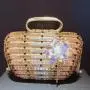 High quality handmade contrasting colors floral decoration rhinestone clutch bag crystal golden evening bags