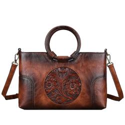 2024 Custom Luxury Emboss Flower PU Leather Bag For Women Ladies Vintage Handbag