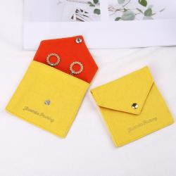 High Quality Envelope Jewelry Packing Canvas Cotton Pouch Custom Logo Flap Mirror Earring Jewelry Bag