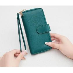 HR147 New RFID Anti-theft Brush Women's Wallet PU Soft Leather Multi Card Zipper Card Holders Multifunctional Mobile Handbag