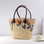 Special Embroidery Beach Bags for Women Summer Straw Woven Shoulder Purse Ladies Handbag Beach Tote Bag for Summer Vacation