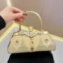 Luxury Ladies party pearls clutch bag purses women's dress black clutch bag evening bags metal handle dinner clutch handbags