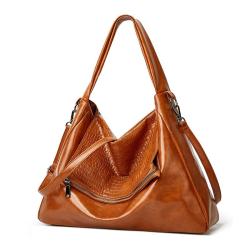 2024 Custom Oiled Waxed Leather Hobo Tote Bag  For Women Luxury With Stones Tune