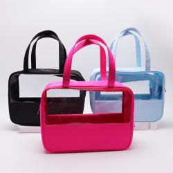 Personalised Clear PVC and Nylon Wash Bag Cosmetic Large Travel Waterproof Makeup Tote Bag Toiletry Storage Organizer Bag