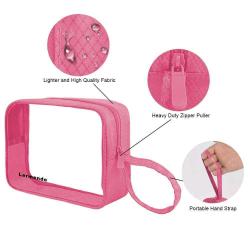 Gelory Fashion Transparent Pink Make Up Bags Wash Organizer Toiletry Makeup Cosmetic Bag Beauty Case Travel Storage Bath Pouch