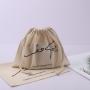 Custom Logo Printed Organic Cotton Muslin Shoe Bag Drawstring Recyclable Cotton Gift Packing Dust Pouch For Shoe