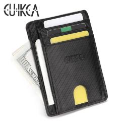 CUIKCA RFID Blocking Carbon Fiber Pattern PU Leather Wallet Purse Unisex Driver's License Card Holder Business ID Bank Card Case