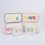 Keymay New Arrival RTS Stock DIY Personalized Chenille Patches Canvas Zipper Pouch Cosmetic Bag Organizer Makeup Bag Canvas