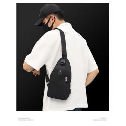 ZR521 Mens Chest Bag Vest New USB Shoulder Bag Sports Travel Cross Body Bag Leisure Solid Color Nylon Cloth Sling Chest