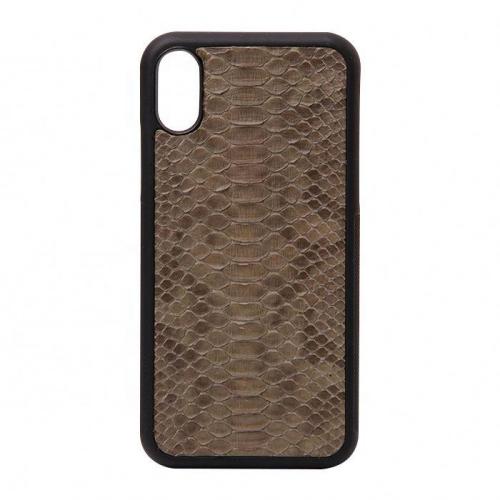 Real Exotic Leather Mobile Phone Accessories Gray Snake Skin Mobile Cell Phone Case for Iphone  12 13 14 15 mini pro max
