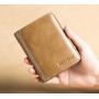 ZF209  Men Wallet Genuine Leather Oil Waxed Head Layer Cowhide Anti-theft Brush Vertical Card Bag Short Trifold Money Clip