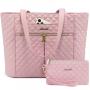 LOVEVOOK 2pcs/set Fashion Quilted Work Women Laptop Tote Bag Stylish Travel Shoulder Bags with Clutch Purse Briefcase Laptop Bag