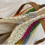 2024 Rainbow Colorful Stripe Straw Bag Summer Beach Eco Friendly Handmade Woven Raffia Tote Bag Designer Wallet Bags