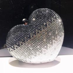 Factory Price Luxury Heart Shape Bean Party Purse Clutches Rhinestone luxury metal clutch purses frames for weddings