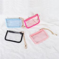 Keymay New Design RTS Fast Shipping 10 Colors Waterproof Cute Girls Clear PVC Coin Purse PVC Wallet Keychain Mini Bag Keychain