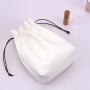 Wholesale Emboss Square Bottom PU Leather Cosmetic Bag Small White Travel Makeup Brush Candy Storage Drawstring Leather Pouch