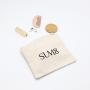 Eco-Friendly Canvas Gold Zipper Makeup Bag Natural Black Custom Logo Cotton Canvas Makeup Cosmetic Pouch