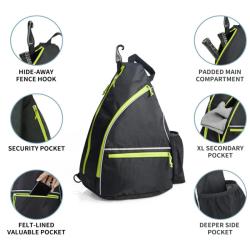 Custom Logo premium sports travel cross body sling bag waterproof luxury men's badminton pickleball paddle racket bag