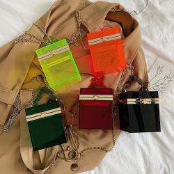 Acrylic Women Handbag Candy Color Chain Sling Chain Transparent Box Handbag Clear Acrylic Handbag Box