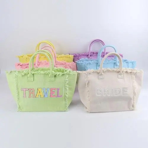 Keymay Hot Sale RTS High Quality Bridesmaid  Gift Honeymoon Tote Girls Large Canvas Tote Bag Thick Canvas Bags Women's Tote Bag