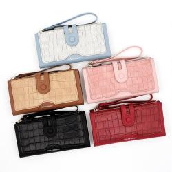 2024 New Style Stone Pattern Long Wallet Retro Folding Multi-Card Holder Zipper Coin Purse Wallet For Women