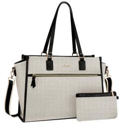 LOVEVOOK Stylish 15.6 In Leather Work Tote Bags Large Capacity 2pcs/set for Office Business School Travel Laptop Bag for Women