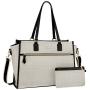 LOVEVOOK Stylish 15.6 In Leather Work Tote Bags Large Capacity 2pcs/set for Office Business School Travel Laptop Bag for Women