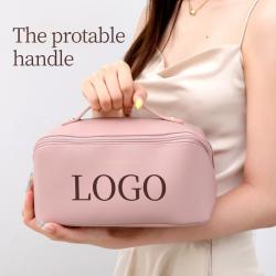 Custom PU Leather cosmetic Makeup Bag Pouch skincare Cosmetic Partition Storage Waterproof Travel Toiletry Bag make up bags