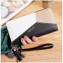 New Women's Large Capacity Zipper Tassel Hand Bag Wholesale Contrast Stitching soft leather Wallet Waterproof