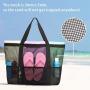Gelory 9 Pockets Lightweight Transparent Mesh Beach Bag Large Capacity Tote Bag For Summer Poor Travel
